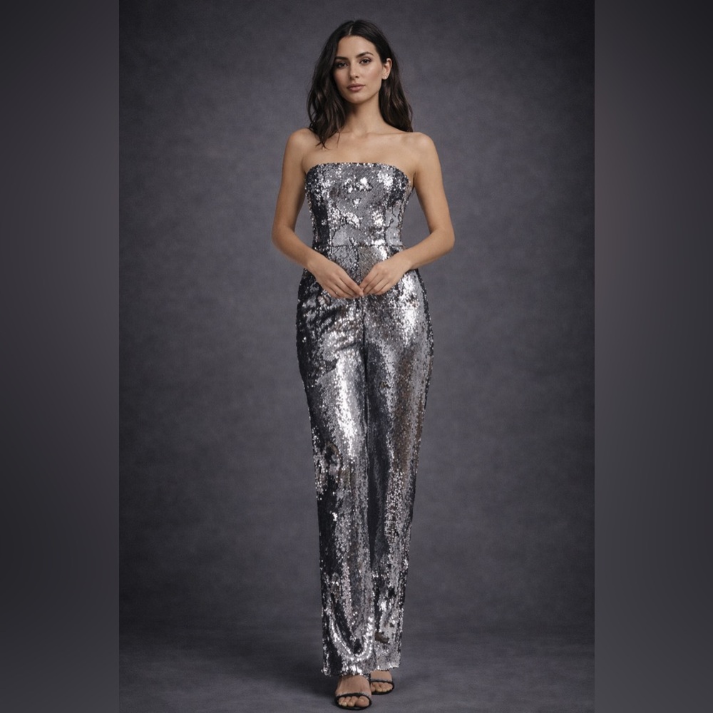 Dress the Population Metallic Silver Jumpsuit